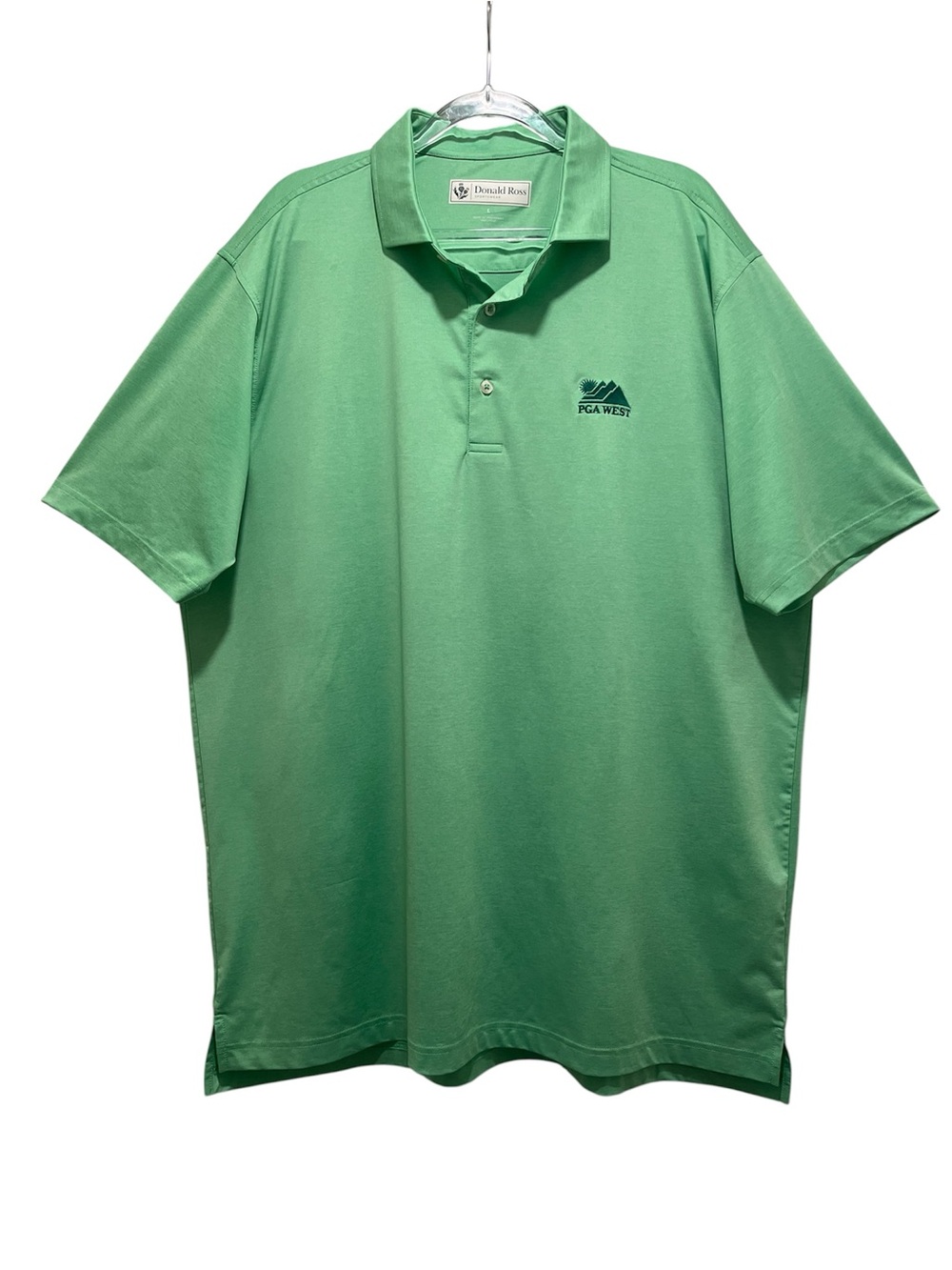 Donald Ross Performance PGA West Logo Green Men's Sz L Polo Shirt Stretch Golf